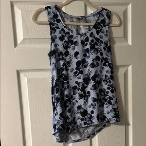 LOFT Asymmetrical Black and Blue Sleeveless Tank Top